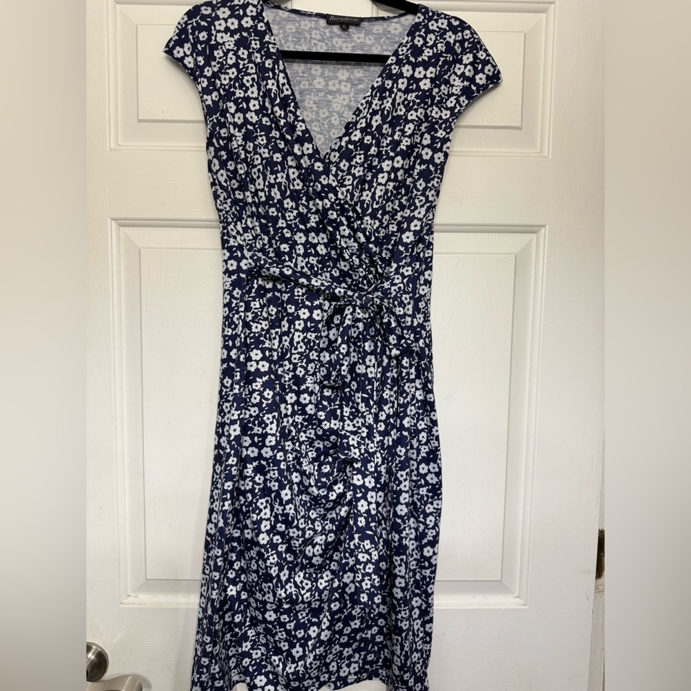 Floral Wrap Dress in Navy and White